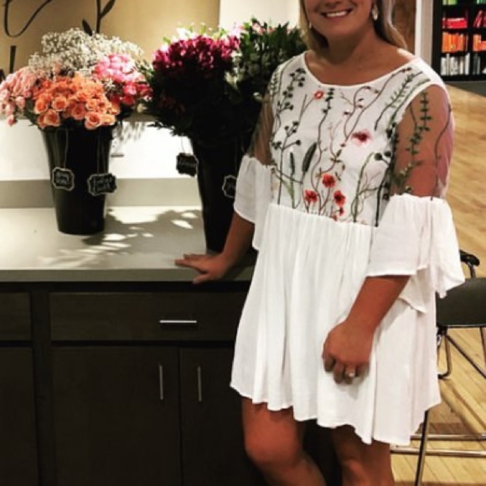 Embroidered Floral white dress